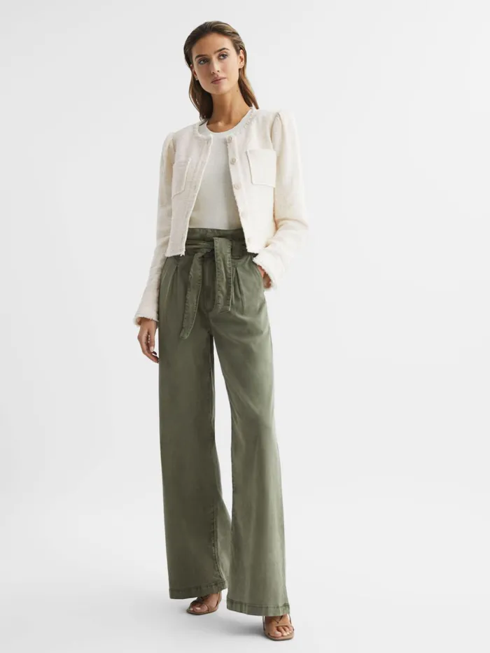 Reiss Coats and Jackets Cambridge Paige Frayed Textured Jacket Cream 8211 Women