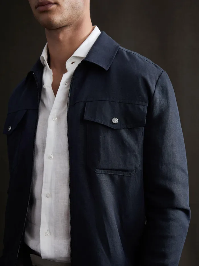 Reiss Coats and Jackets Carnival Zip Through Blouson Jacket Navy 8211 Men