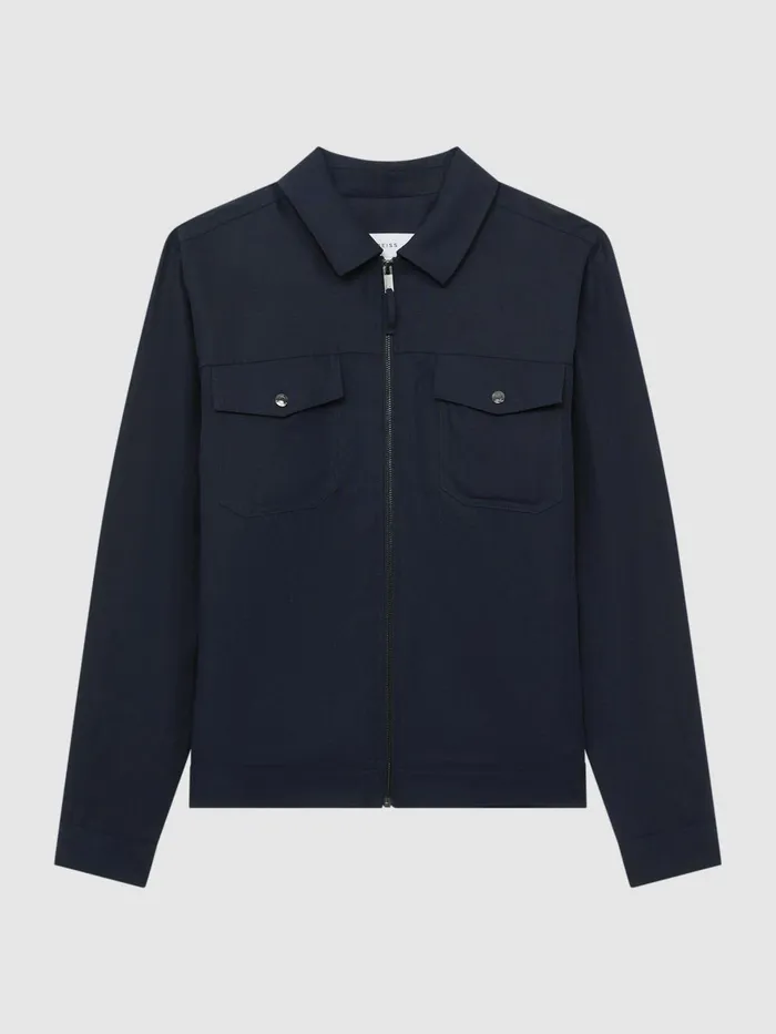 Reiss Coats and Jackets Carnival Zip Through Blouson Jacket Navy 8211 Men