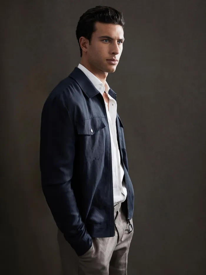 Reiss Coats and Jackets Carnival Zip Through Blouson Jacket Navy 8211 Men
