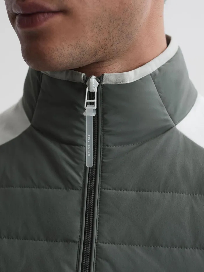 Reiss Coats and Jackets Clubhouse Funnel Neck Hybrid Quilted Gilet Sagewhite 8211 Men