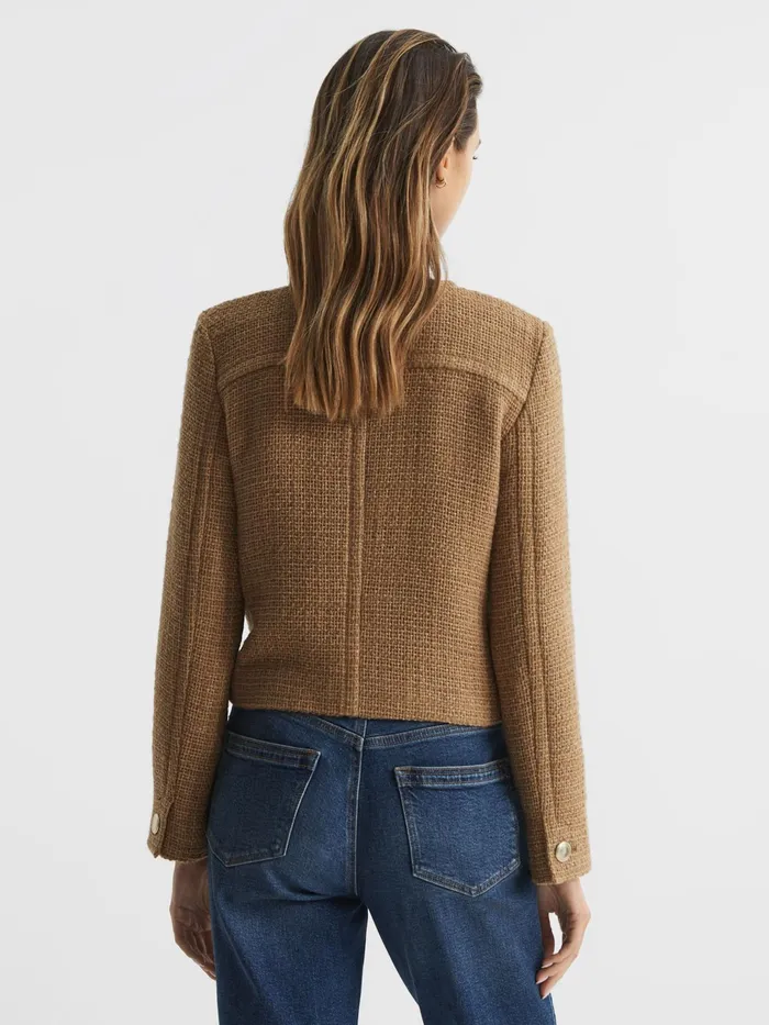 Reiss Coats and Jackets Esmie Cropped Double Breasted Jacket Camel 8211 Women
