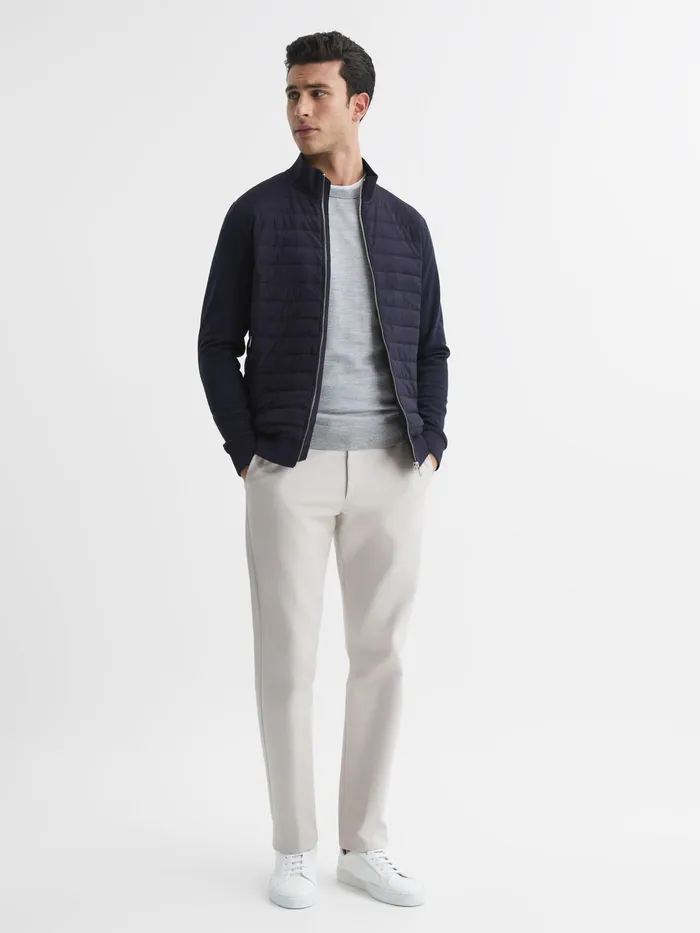Reiss Coats and Jackets Flintoff Quilted Hybrid Jacket Navy 8211 Men