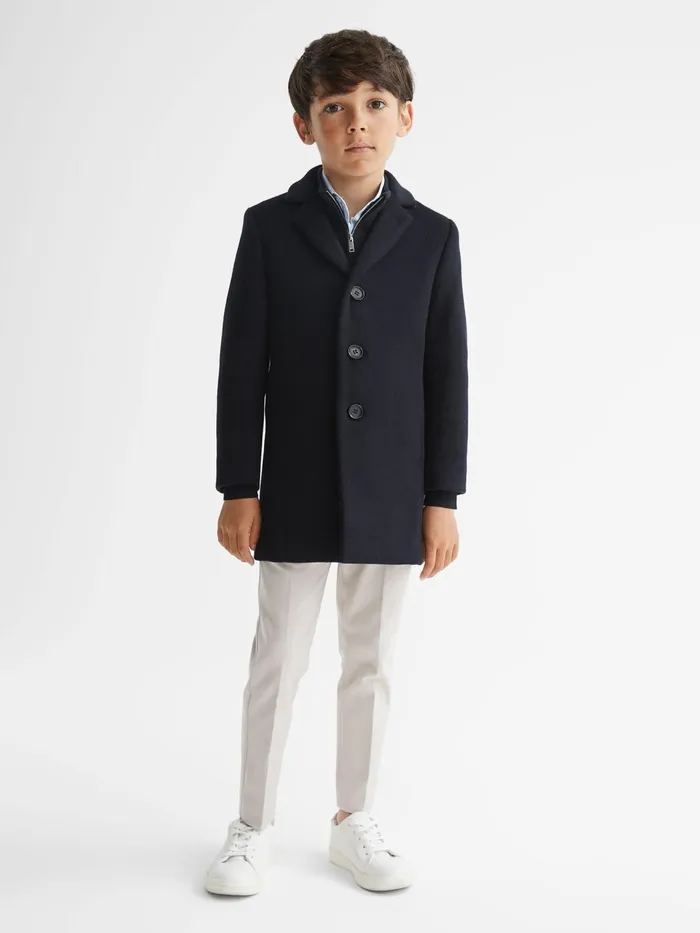 Reiss Coats and Jackets Gable Single Breasted Overcoat Navy 8211 Children