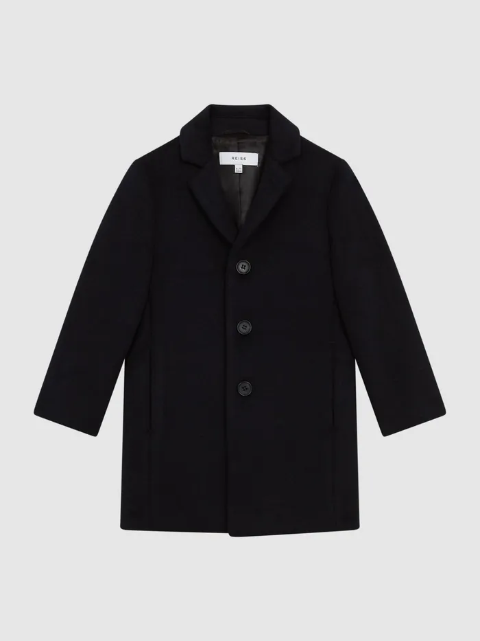 Reiss Coats and Jackets Gable Single Breasted Overcoat Navy 8211 Children