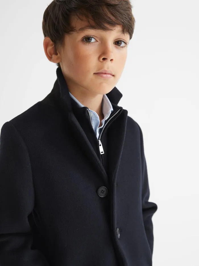 Reiss Coats and Jackets Gable Single Breasted Overcoat Navy 8211 Children
