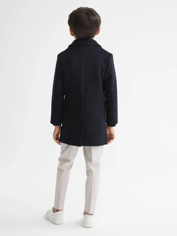 Reiss Coats and Jackets Gable Single Breasted Overcoat Navy 8211 Children