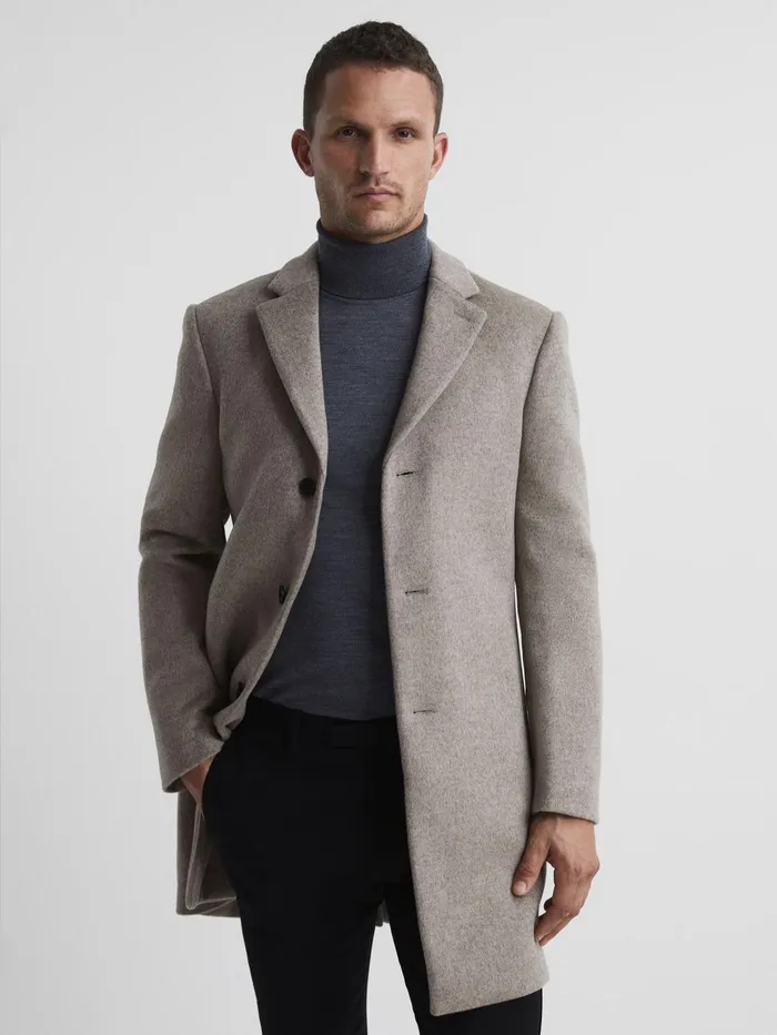 Reiss Coats and Jackets Gable Single Breasted Wool Overcoat Black 8211 Men