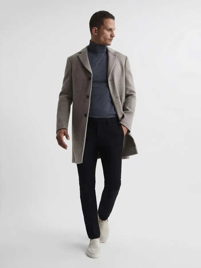 Reiss Coats and Jackets Gable Single Breasted Wool Overcoat Black 8211 Men