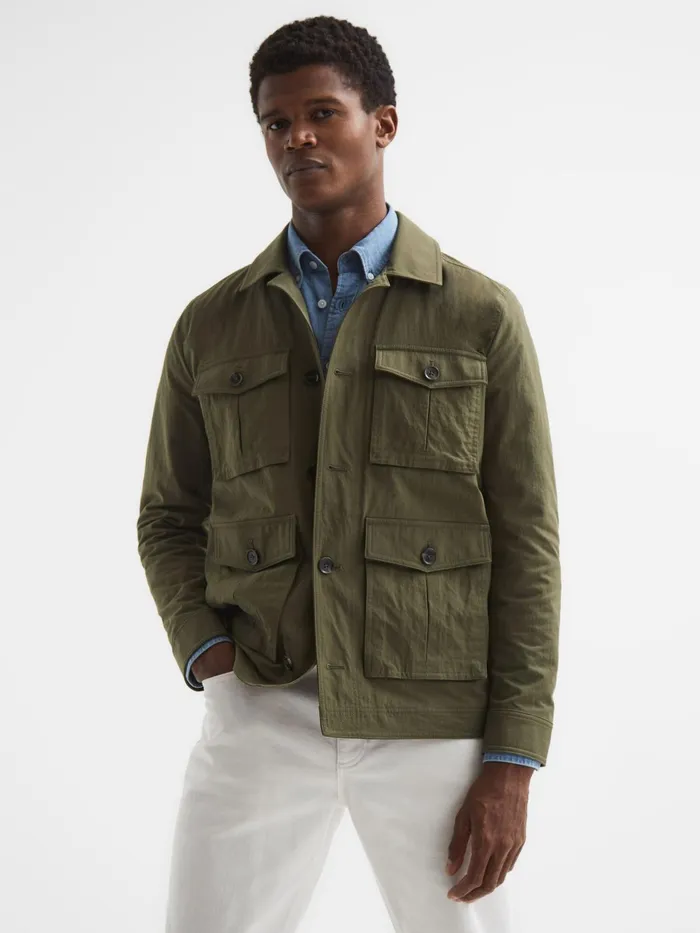Reiss Coats and Jackets Hawke Four Pocket Field Jacket Khaki 8211 Men