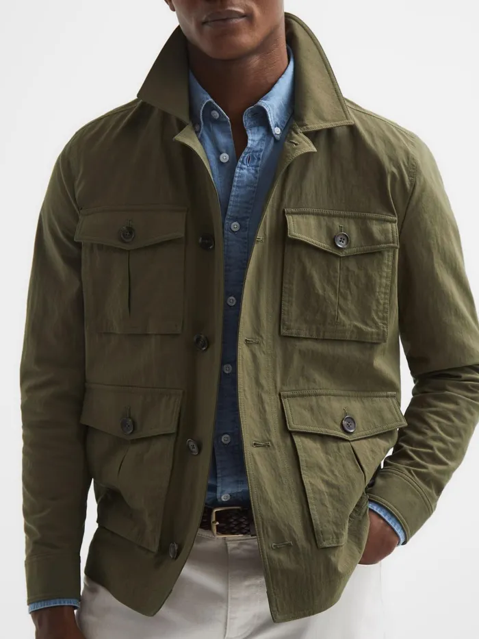 Reiss Coats and Jackets Hawke Four Pocket Field Jacket Khaki 8211 Men