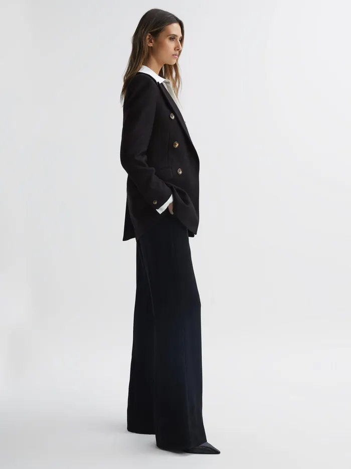 Reiss Coats and Jackets Laura Double Breasted Twill Blazer Black 8211 Women