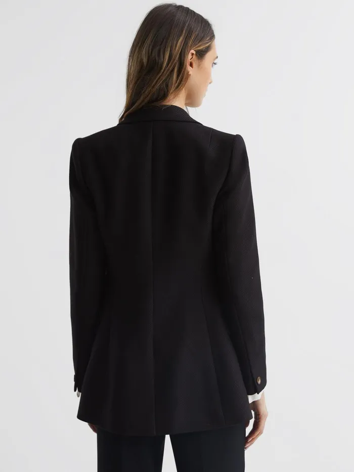 Reiss Coats and Jackets Laura Double Breasted Twill Blazer Black 8211 Women