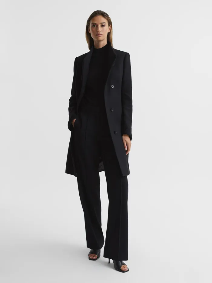 Reiss Coats and Jackets Mia WoolBlend Mid Length Coat Black 8211 Women