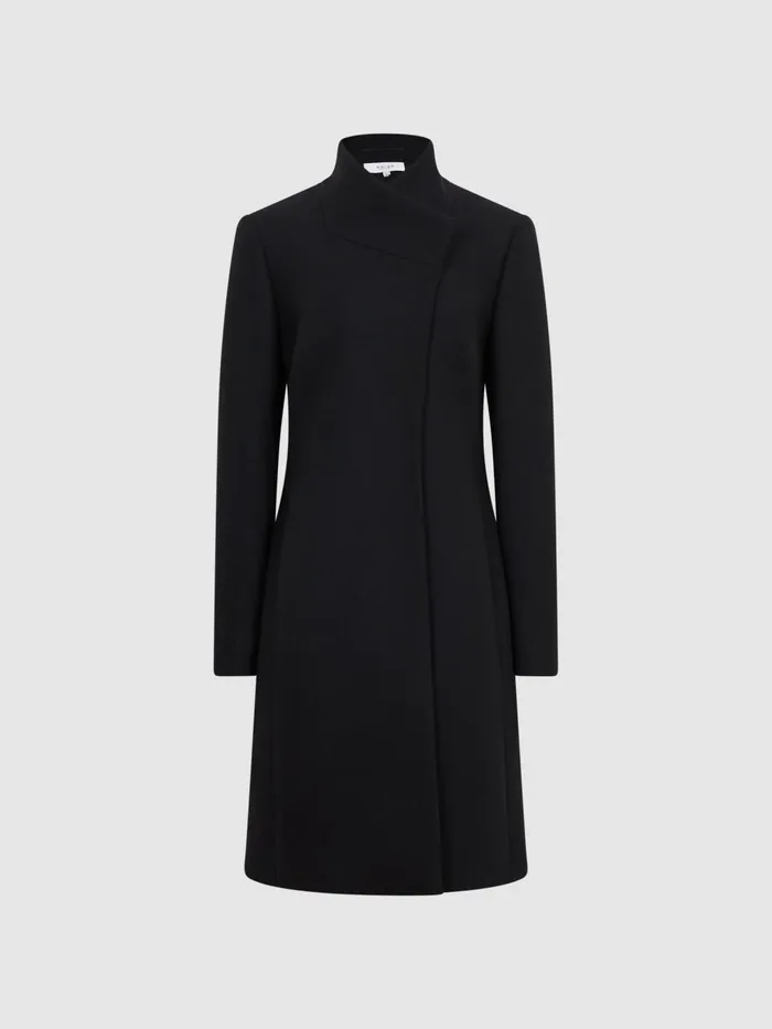Reiss Coats and Jackets Mia WoolBlend Mid Length Coat Black 8211 Women