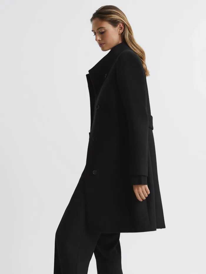 Reiss Coats and Jackets Mia WoolBlend Mid Length Coat Black 8211 Women