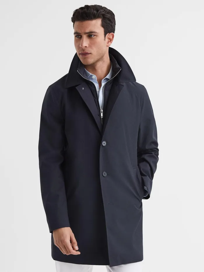 Reiss Coats and Jackets Perrin Mac With Removable Zip Neck Insert Navy 8211 Men Reiss Coats and Jackets Perrin Mac With Removable Zip Neck Insert Navy 8211 Men