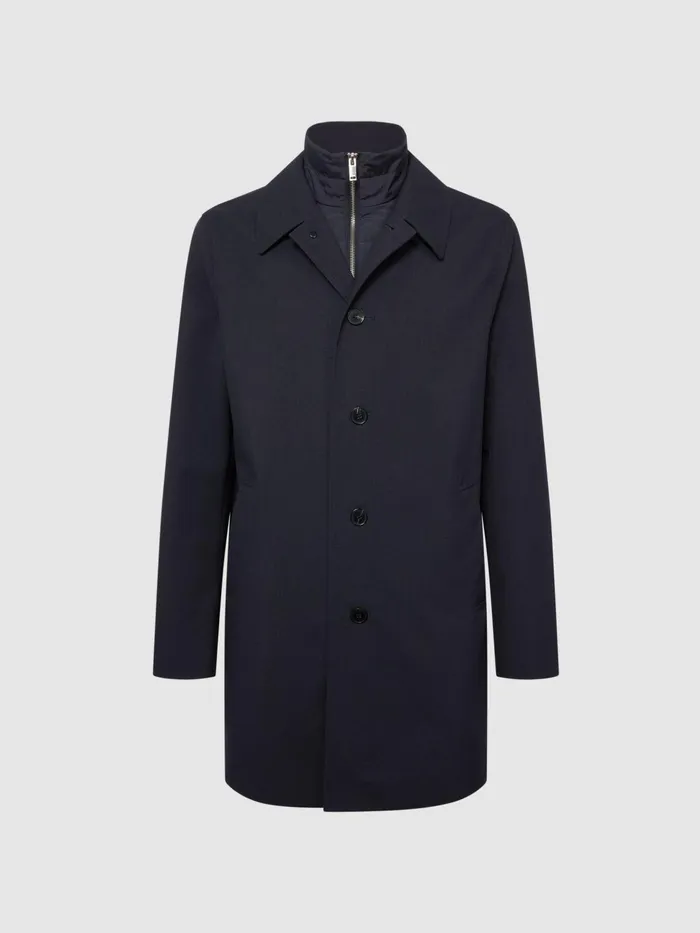 Reiss Coats and Jackets Perrin Mac With Removable Zip Neck Insert Navy 8211 Men