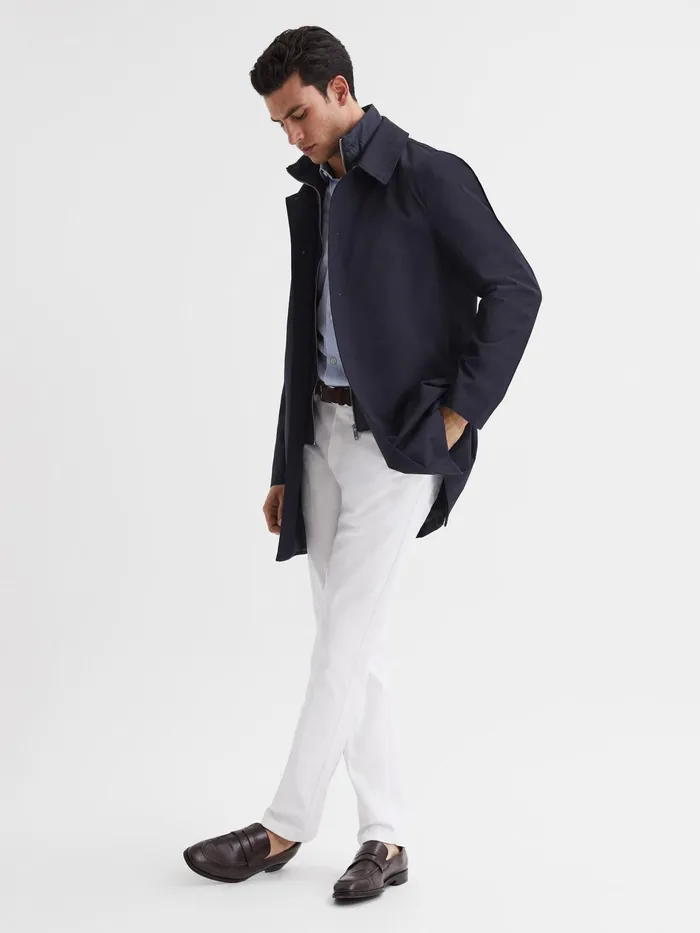 Reiss Coats and Jackets Perrin Mac With Removable Zip Neck Insert Navy 8211 Men