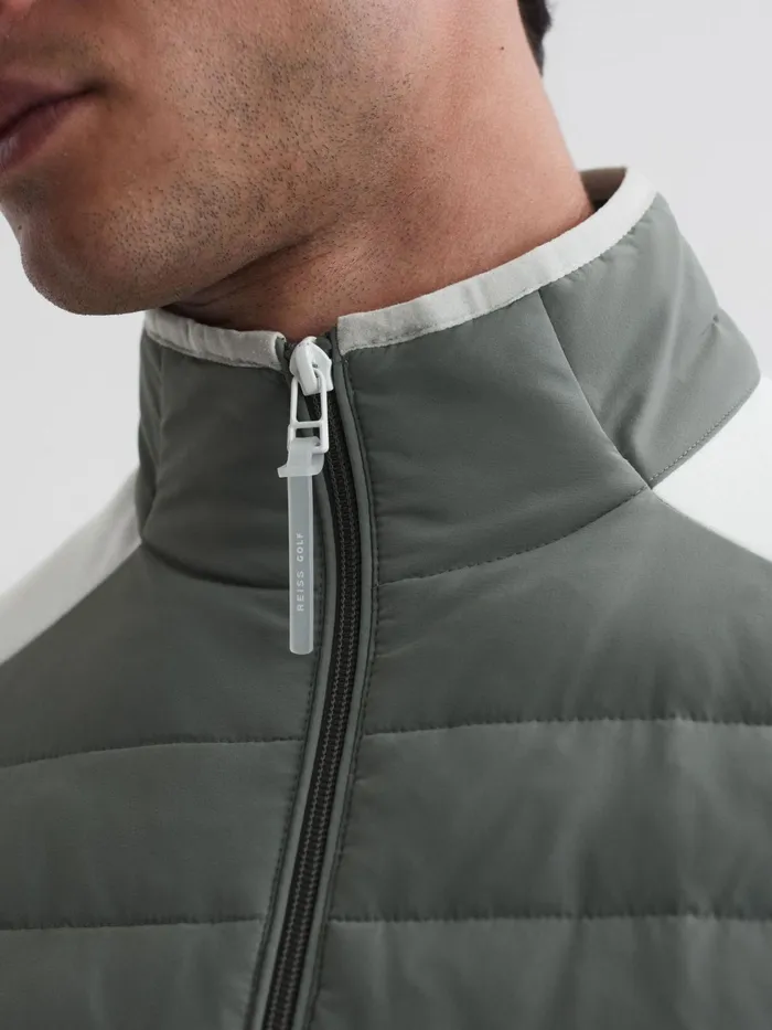 Reiss Coats and Jackets Player Funnel Neck Hybrid Quilted Jacket Sagewhite 8211 Men