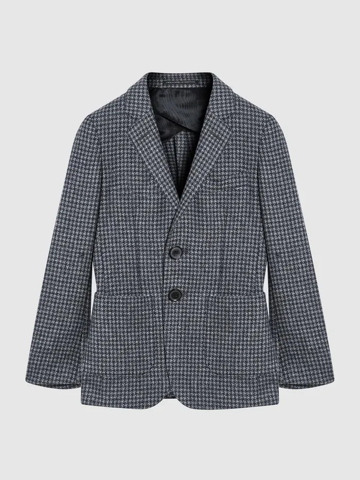 Reiss Coats and Jackets Progress Junior Puppytooth Single Breasted Blazer Navybrown Puppytooth 8211 Children