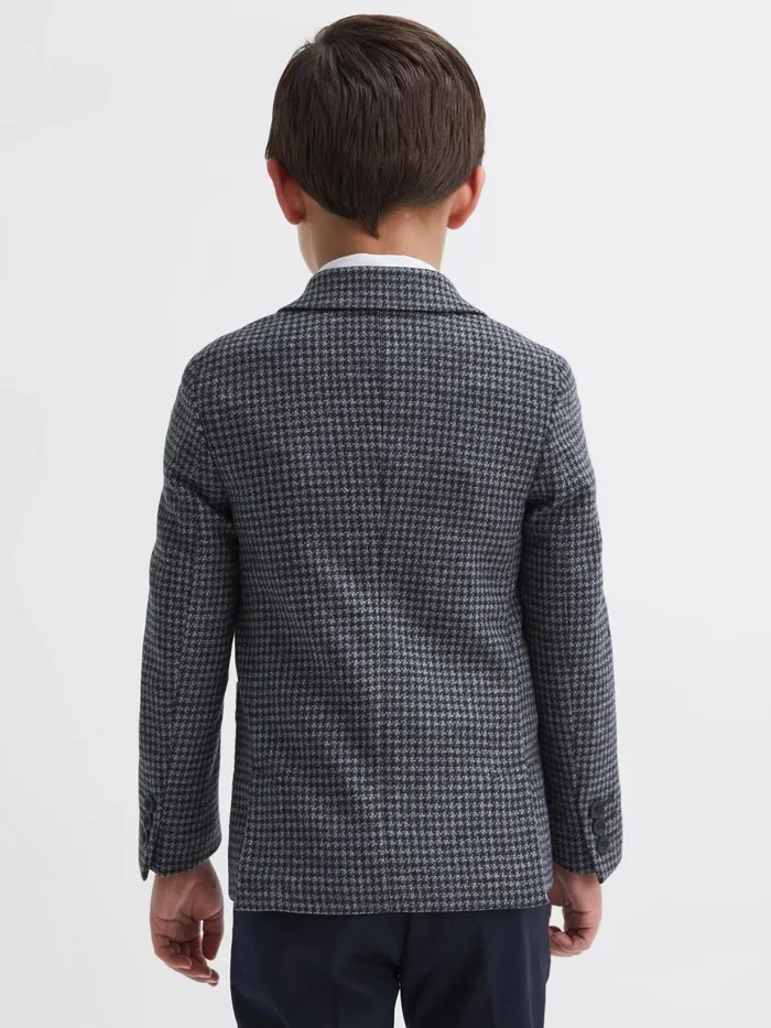 Reiss Coats and Jackets Progress Junior Puppytooth Single Breasted Blazer Navybrown Puppytooth 8211 Children