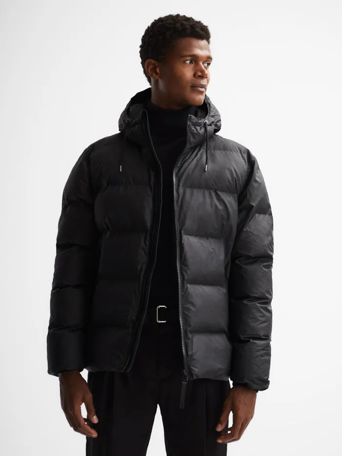 Reiss Coats and Jackets Rains Rains Hooded Puffer Jacket Black 8211 Men
