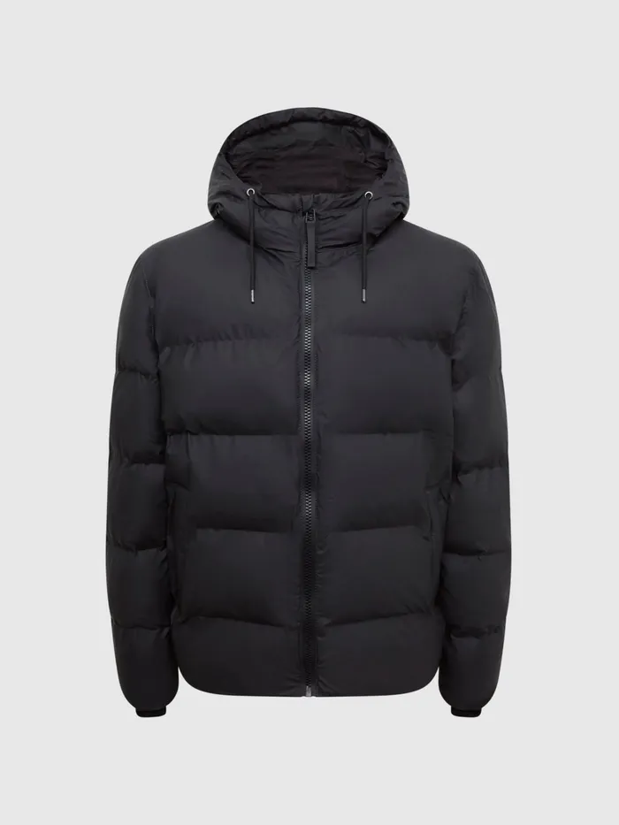 Reiss Coats and Jackets Rains Rains Hooded Puffer Jacket Black 8211 Men