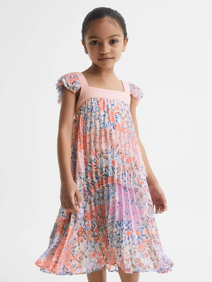 Reiss Dresses and Jumpsuits Aster Floral Printed Pleated Dress Pink Print 8211 Children
