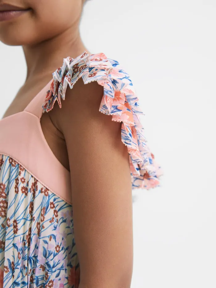 Reiss Dresses and Jumpsuits Aster Floral Printed Pleated Dress Pink Print 8211 Children