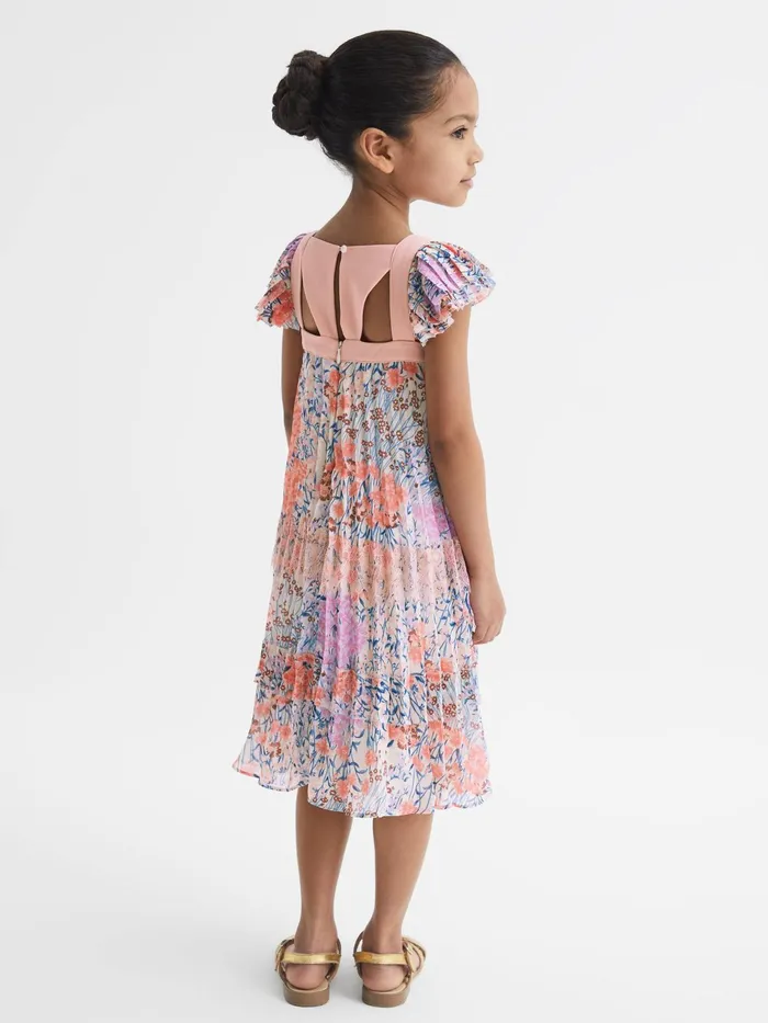 Reiss Dresses and Jumpsuits Aster Floral Printed Pleated Dress Pink Print 8211 Children