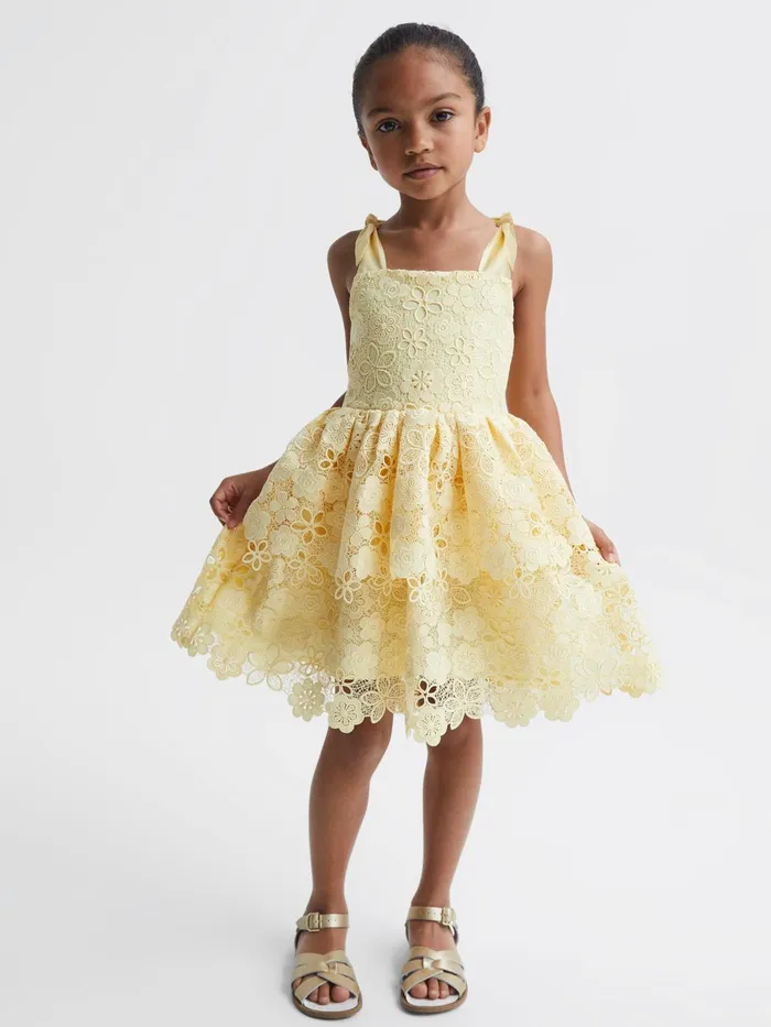 Reiss Dresses and Jumpsuits Bethany Bow Strap Lace Dress Lemon 8211 Children