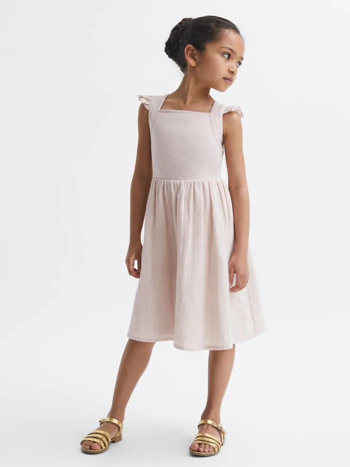 Reiss Dresses and Jumpsuits Cerys Cotton Cross Back Dress Pink 8211 Children