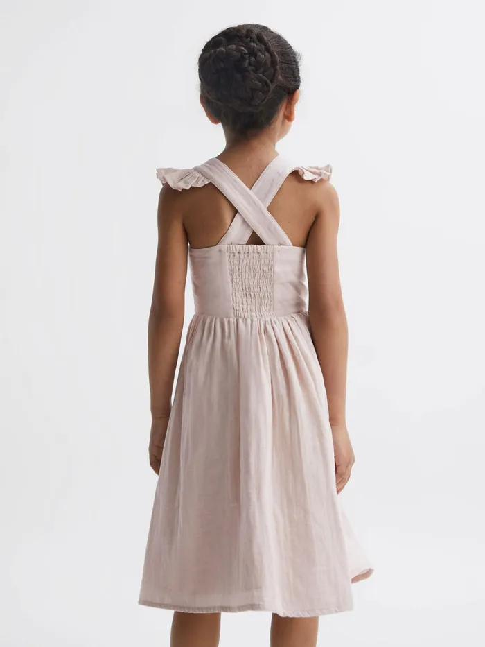 Reiss Dresses and Jumpsuits Cerys Cotton Cross Back Dress Pink 8211 Children