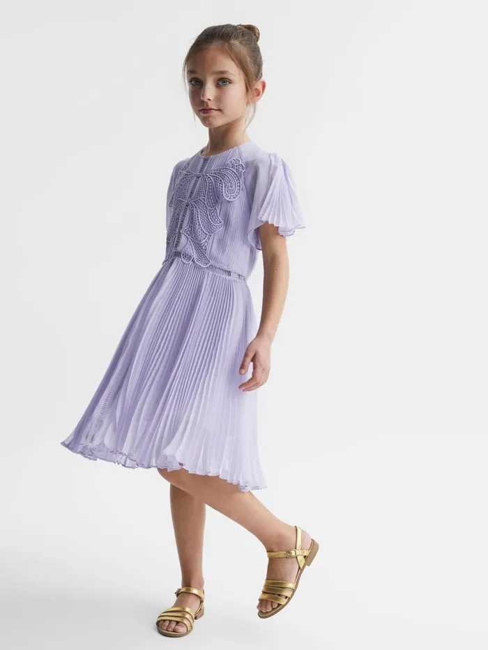 Reiss Dresses and Jumpsuits Coreen Lace Embroidered Pleated Dress Lilac 8211 Children