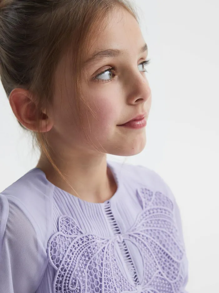 Reiss Dresses and Jumpsuits Coreen Lace Embroidered Pleated Dress Lilac 8211 Children