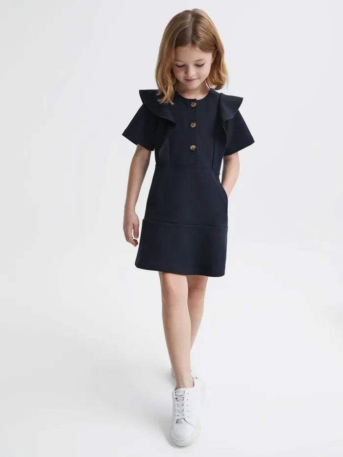 Reiss Dresses and Jumpsuits Fearne Ruffle Sleeve Button Dress Navy 8211 Children Reiss Dresses and Jumpsuits Fearne Ruffle Sleeve Button Dress Navy 8211 Children