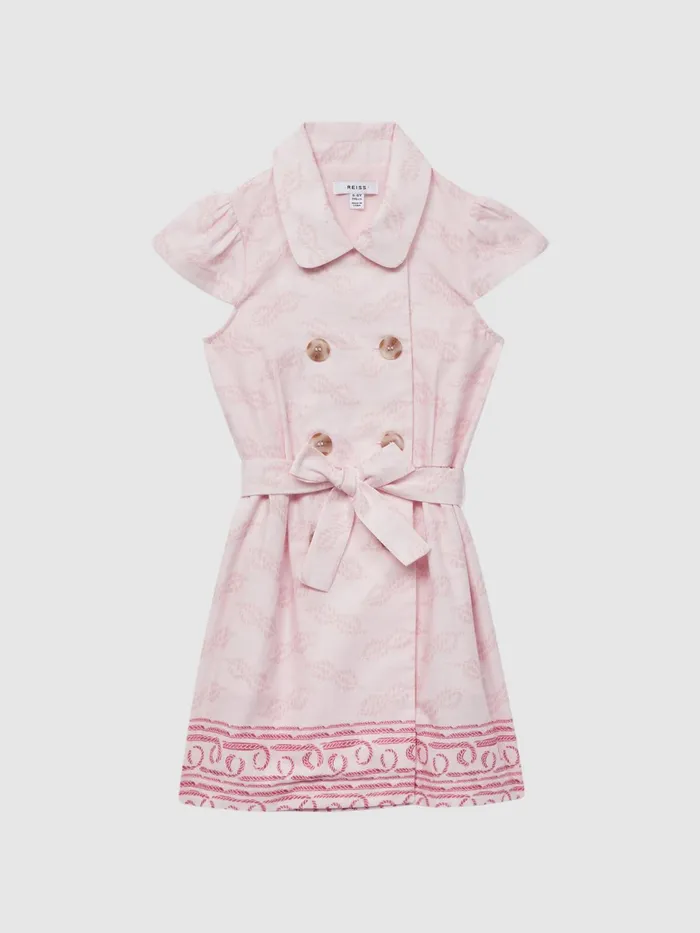 Reiss Dresses and Jumpsuits Jacie Cap Sleeve Double Breasted Dress Pink Print 8211 Children
