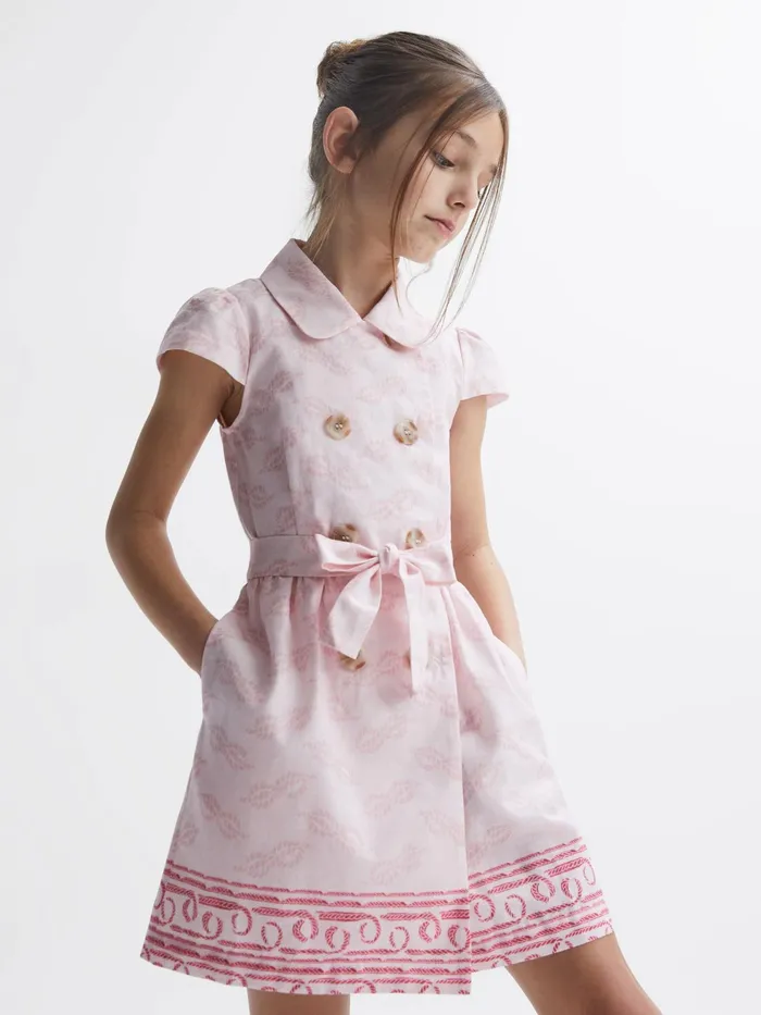 Reiss Dresses and Jumpsuits Jacie Cap Sleeve Double Breasted Dress Pink Print 8211 Children