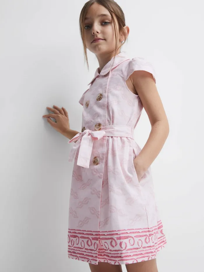 Reiss Dresses and Jumpsuits Jacie Cap Sleeve Double Breasted Dress Pink Print 8211 Children