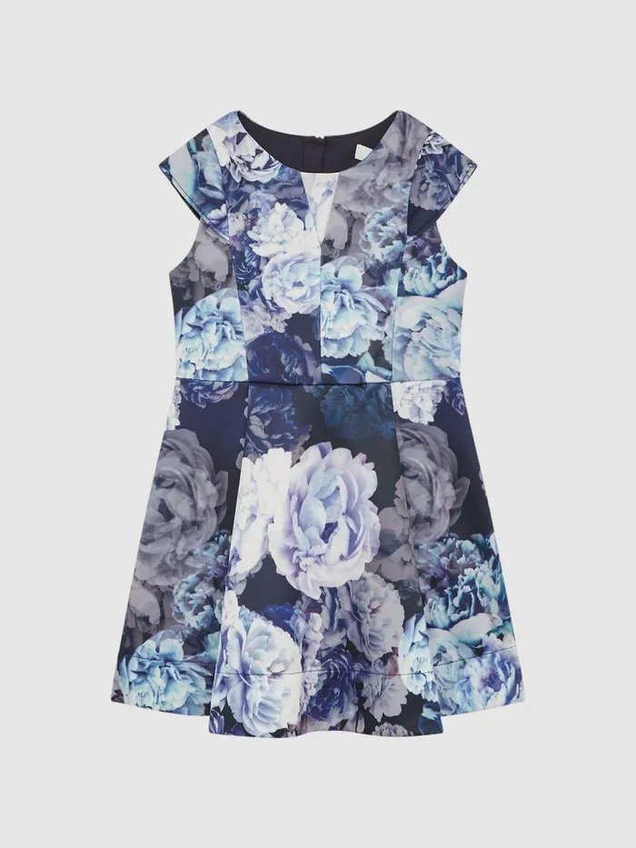 Reiss Dresses and Jumpsuits Keri Floral Printed Scuba Dress Blue 8211 Children