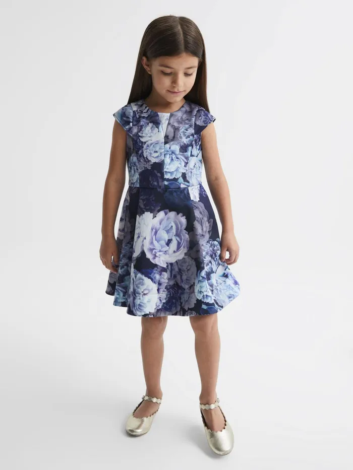 Reiss Dresses and Jumpsuits Keri Floral Printed Scuba Dress Blue 8211 Children