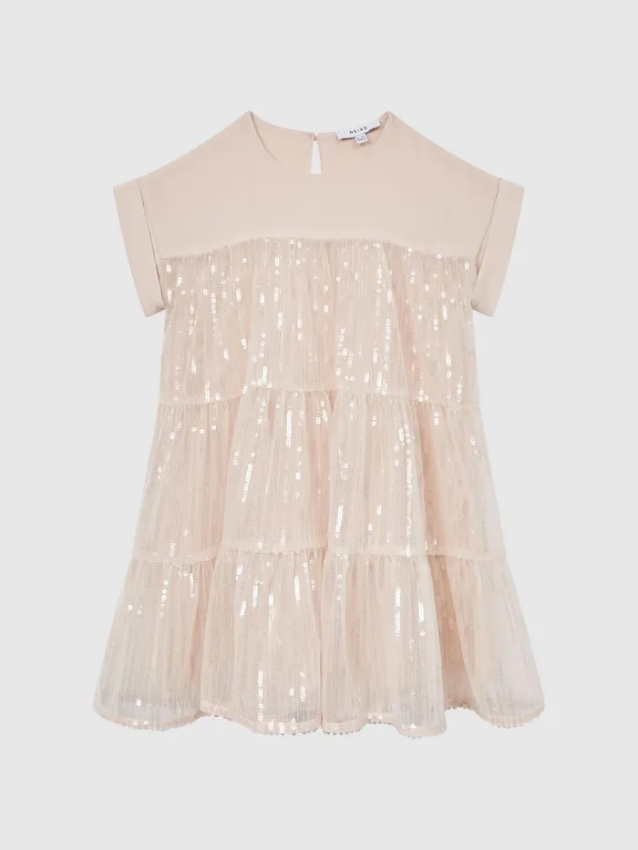 Reiss Dresses and Jumpsuits Luci Sequin Tiered Dress Pale Pink 8211 Children