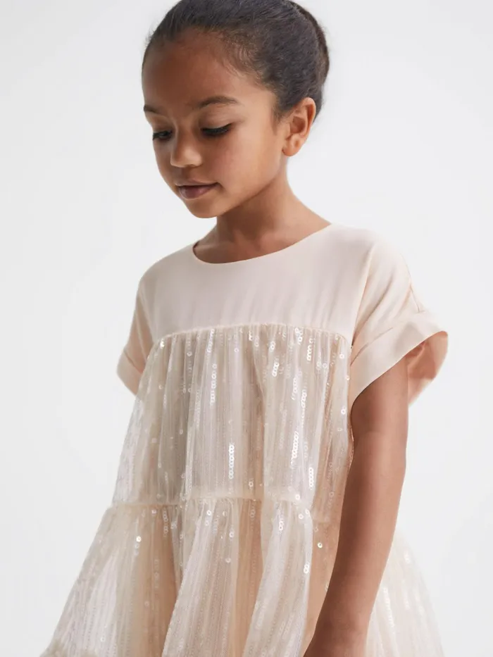 Reiss Dresses and Jumpsuits Luci Sequin Tiered Dress Pale Pink 8211 Children