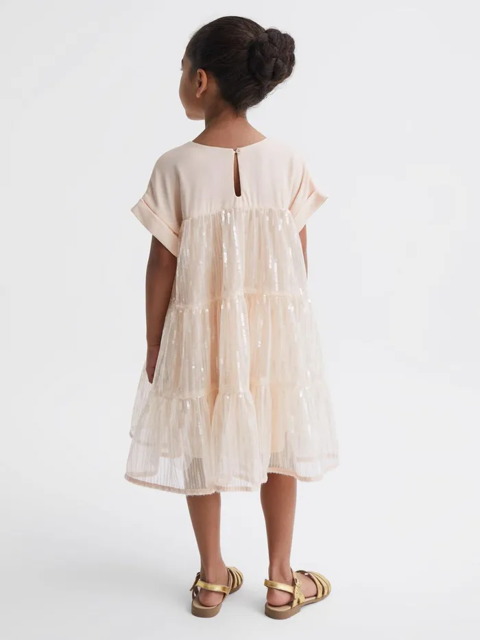 Reiss Dresses and Jumpsuits Luci Sequin Tiered Dress Pale Pink 8211 Children