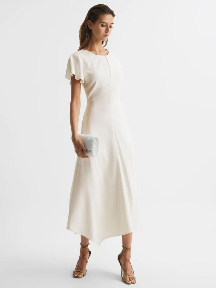 Reiss Dresses Eleni Cap Sleeve Maxi Dress Blue 8211 Women