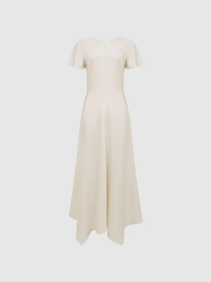 Reiss Dresses Eleni Cap Sleeve Maxi Dress Blue 8211 Women