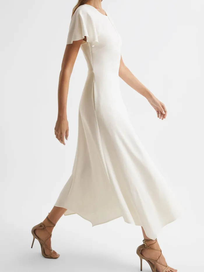 Reiss Dresses Eleni Cap Sleeve Maxi Dress Blue 8211 Women