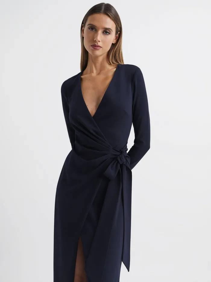 Reiss Dresses Halston 8211 Jasmine Halston Front Slip Maxi Gown Midnight Navy 8211 Women