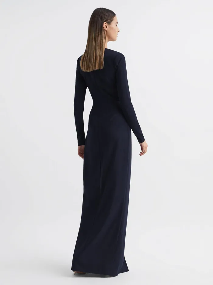 Reiss Dresses Halston 8211 Jasmine Halston Front Slip Maxi Gown Midnight Navy 8211 Women